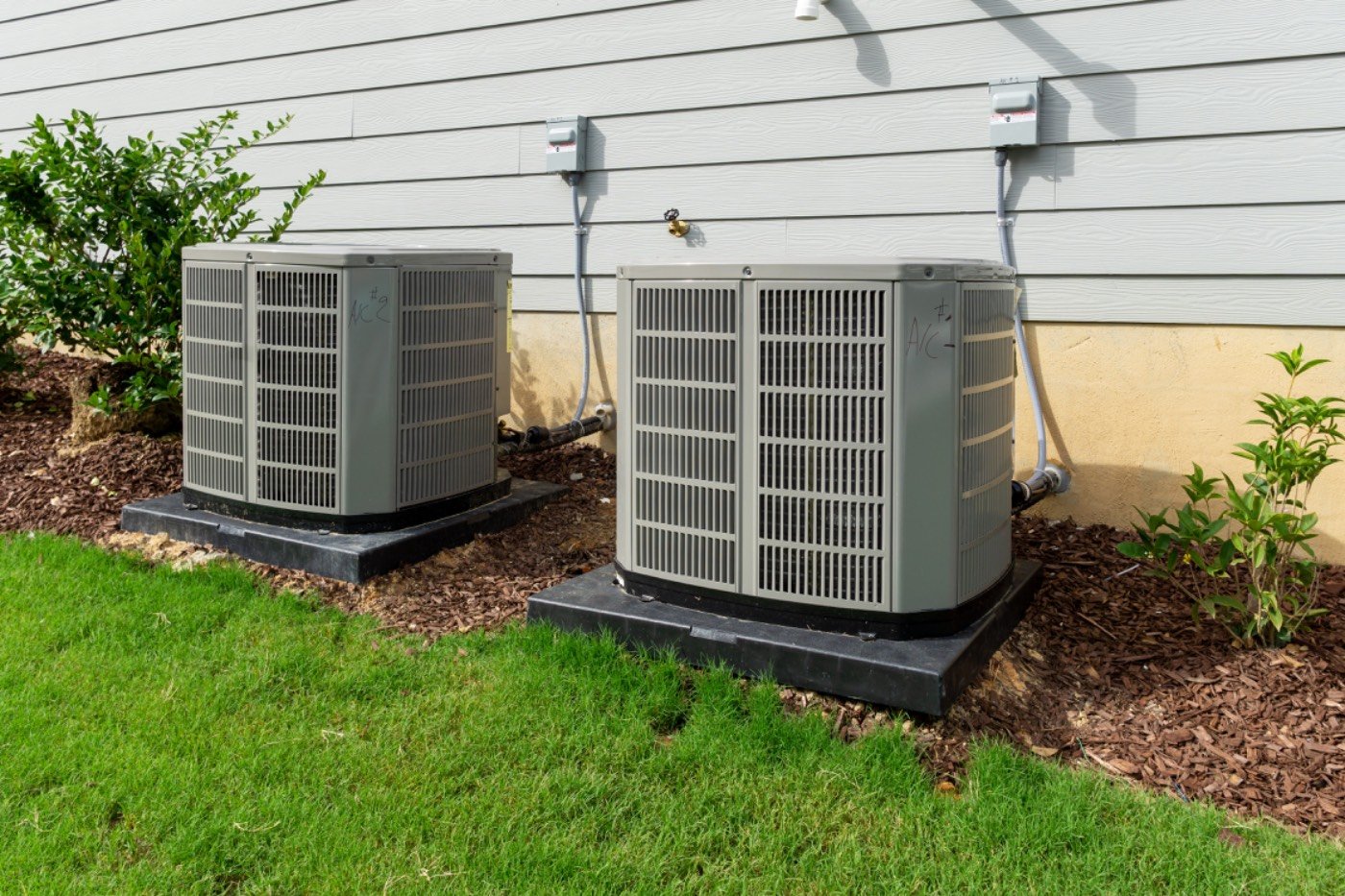 Residential air conditioning condenser units serviced by Hixon near Lawrenceville, GA